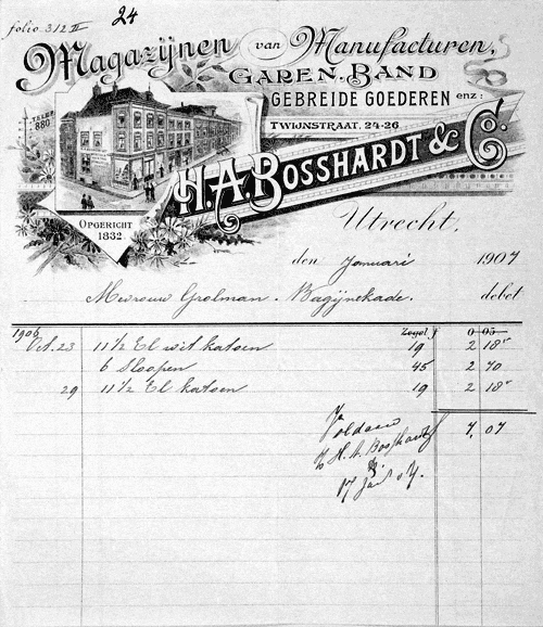 De firma Bosshardt in de Twijnstraat 1907